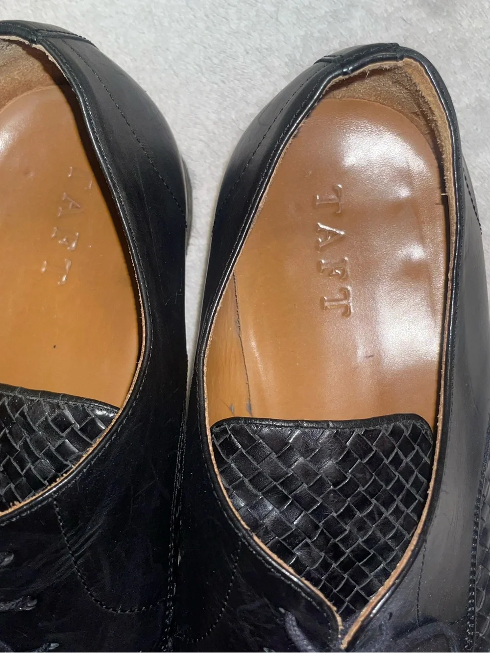 Taft Men's Lucca Black Woven Cap-Toe Derby Oxford Dress Shoes